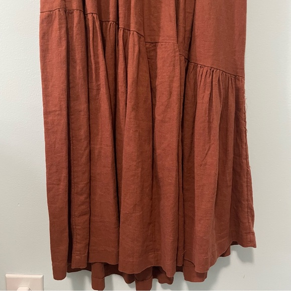 Abercrombie & Fitch Rust Adobe Linen Blend Tiered Maxi Dress Size XS - Picture 11 of 14